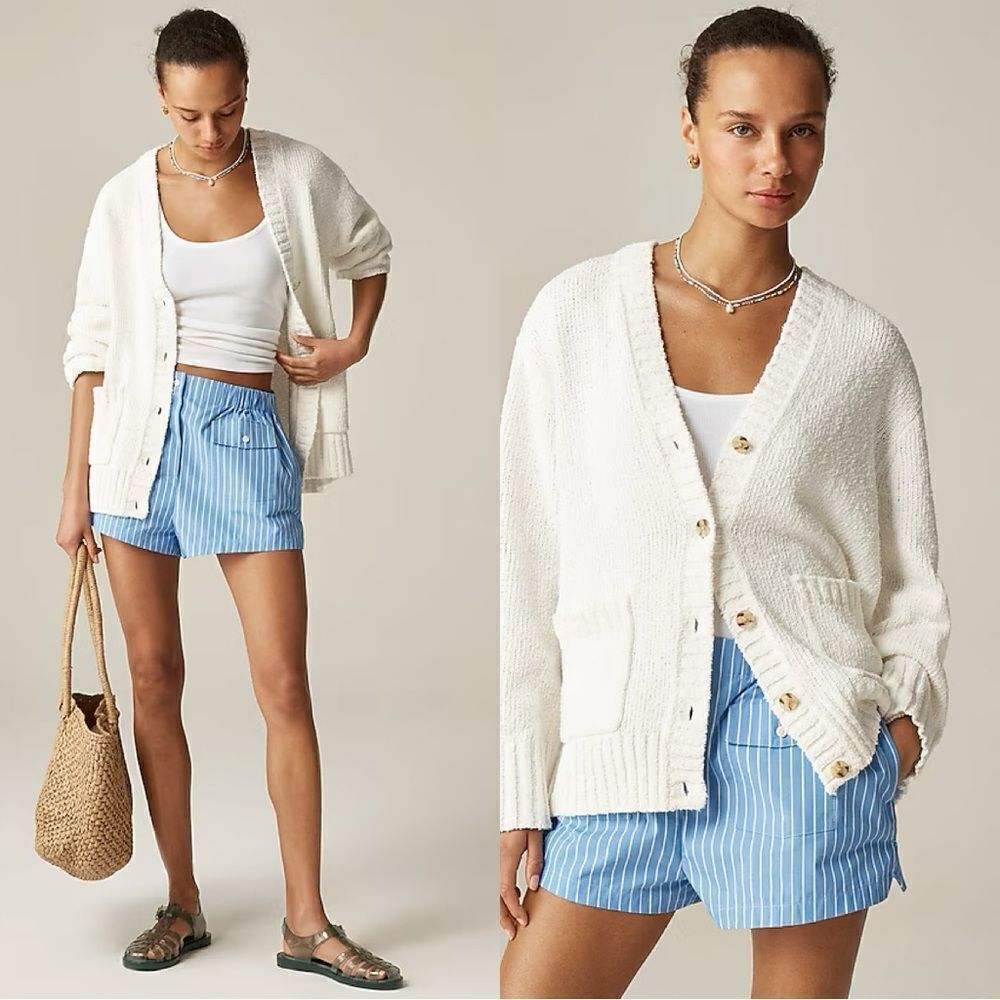 NWT J CREW Marina V-neck cardigan in White